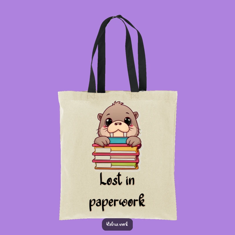 Funny Walrus Tote Bag, Quirky File Folder Holder, Ideal Funny Gift for Organizers