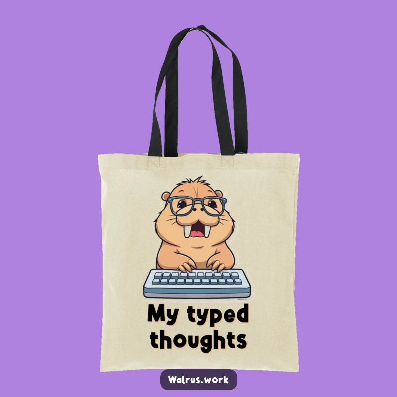 Funny Typing Walrus Tote Bag: Carry Your Projects with Zest, A Funny Gift