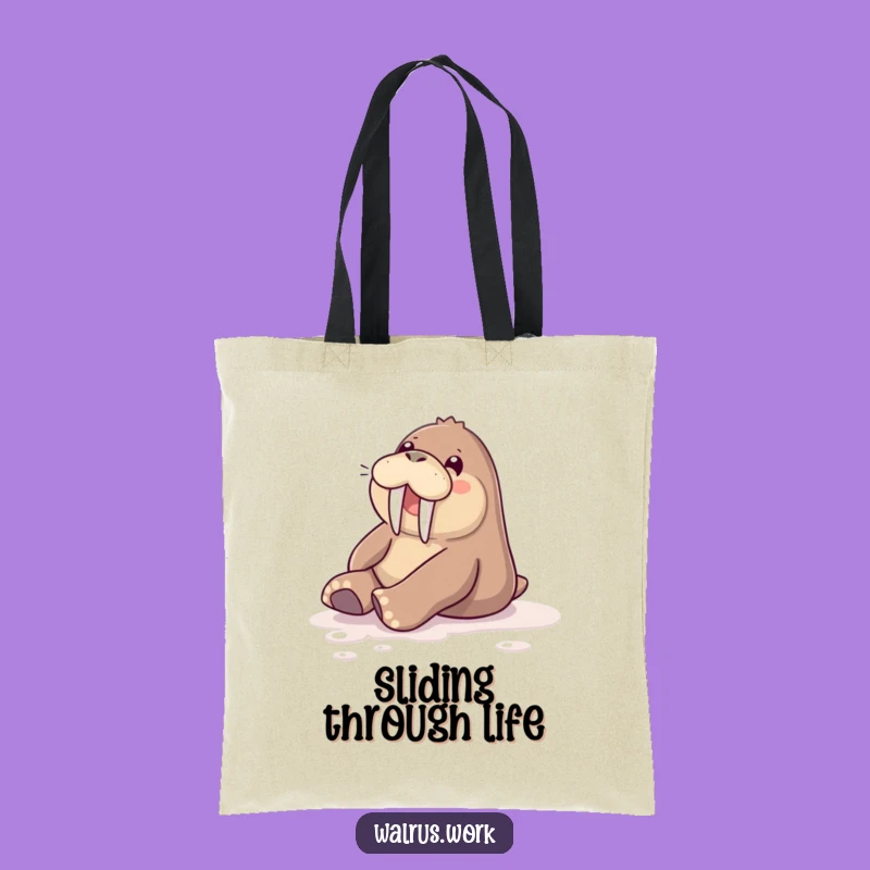 Funny Sliding Walrus Tote Bag: Carry Your Happy Vibes